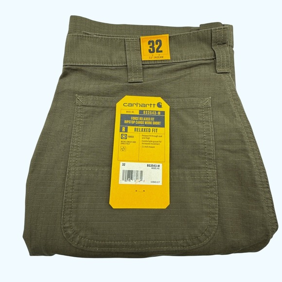Carhartt Other - Carhartt Mens 32 Relaxed Fit Force Ripstop Cargo Work Shorts Khaki BS3643